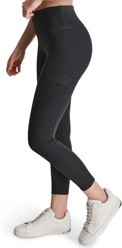 Vista 7 de DKNY Leggings de compresión de cintura alta 7/8 con bolsillo tipo cargo para mujer Negro
