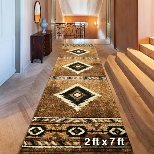 Vista 10 de YHSF South West - alfombra nativa americana del suroeste, fácil de limpiar, gruesa, suave y duradera, alfombra tribal inspirada en indios americanos