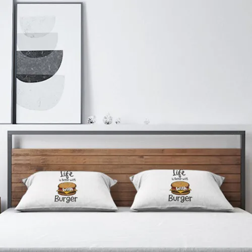 Vista 4 de AOYEGO Hamburguesa - Funda de almohada rectangular de 12 x 20 pulgadas, cita que la vida es mejor con hamburguesa con pan y queso, fundas