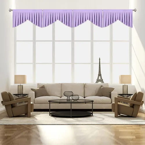 Vista 25 de Cenefas para Sala de Estar Amarillo Brillante Opacas con Bolsillo para Barra Cenefas para Ventanas, Paquete de 1 (Amarillo Brillante 39" An x 20" L)
