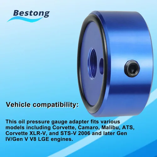Vista 2 de Adaptador de manómetro de presión de aceite para motores GM Generation IV y V V8 - EN-47971 Azul