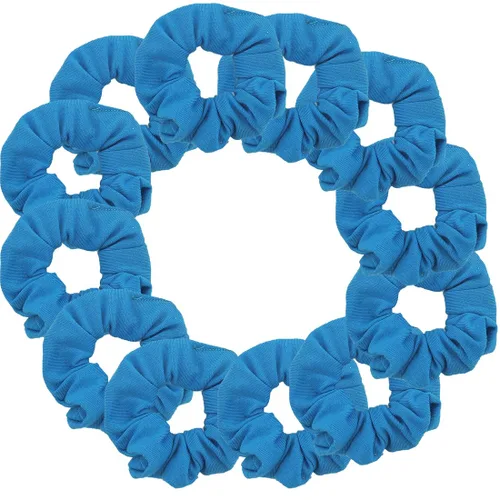Vista 35 de Paquete de 12 ligas sólidas para el cabello (negro) One Dozen Matching Hair Ties, Soft Cotton Fabric, Gentle No-Crease Hold, Great for Teams