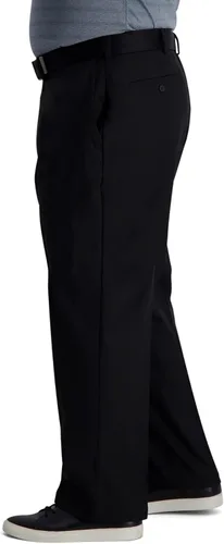 Vista 2 de Haggar Pantalón Cool Right Performance Flex Solid Classic Fit Flat Front para hombre (tallas regulares y grandes y altas), Gris