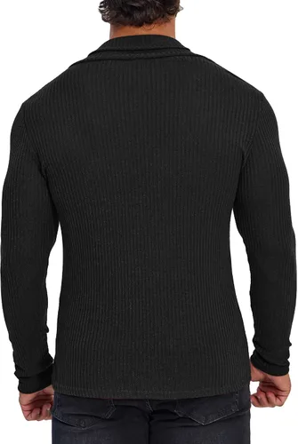 Vista 5 de ZAFUL Suéter con cuello en V para hombre, ligero, manga larga, tejido ajustado, suéter térmico