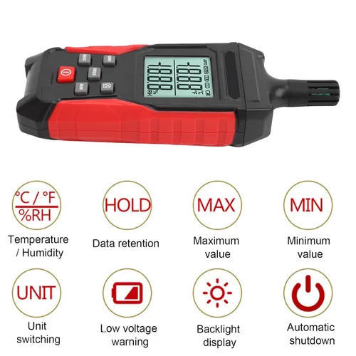 Vista 3 de Asixxsix Digital Temperature Humidity Meter, Thermometer Hygrometer Monitor with Data Hold, Backlight Screen Display, Handheld Temperature and