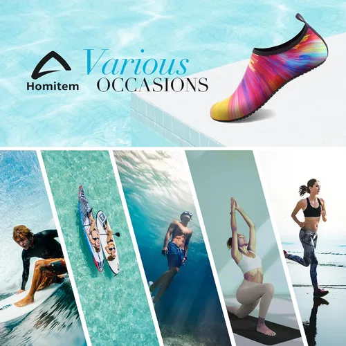 Vista 6 de Homitem Zapatos de agua para mujeres y hombres, calcetines acuáticos para natación, playa, piscina, río, sin cordones, de secado rápido