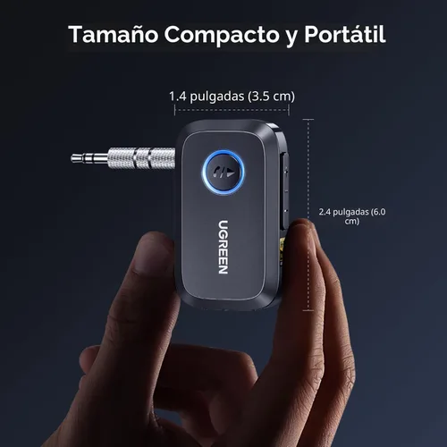 Vista 7 de UGREEN Receptor Bluetooth 6.0 para Auto con LDAC, Adaptador Bluetooth AUX de 3.5mm con Cancelación de Ruido AI para Auto, Receptor de Audio