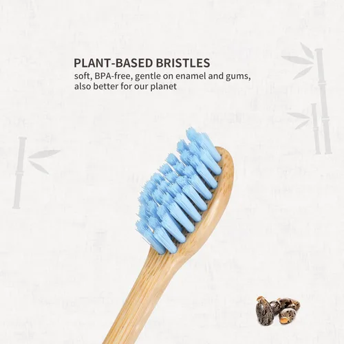 Vista 3 de Cabezales de cepillo de dientes eléctrico de bambú, cerdas suaves a base de plantas, cabezales de repuesto para cepillos de dientes eléctricos
