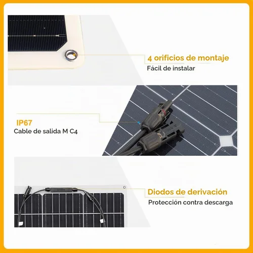 Vista 4 de XINPUGUANG Kit de sistema de panel solar de 12 V 200 W, panel solar flexible de 100 W, cargador de batería monocristalino con cable de extensión