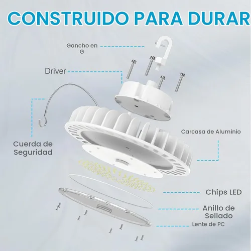 Vista 6 de HYPERLITE UFO LED High Bay Lights: 100W 5000K, Low Bay LED Lights UL Listed