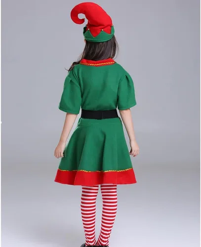 Vista 3 de Disfraz de elfo para niños y niñas, disfraces de Navidad con orejas de elfo