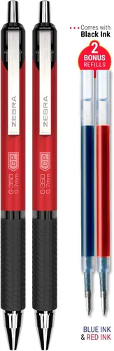 Vista 9 de Zebra Pen Paquete de 2 bolígrafos de gel G-350, tinta negra, punta media de 0.028 in, barril de metal negro espacial premium, tinta de secado