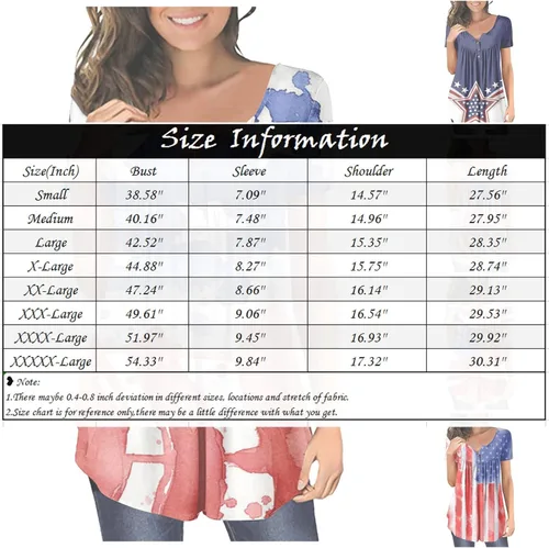 Vista 4 de Camisetas para mujer del 4 de julio, camiseta con la bandera estadounidense para mujer, blusa patriótica, casual, 4 de julio