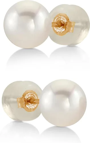 Vista 8 de The Pearl Source Real White Freshwater Pearl Stud Earrings for Women, AAA Grade Genuine Cultured Freshwater Pearls, Natural Pearl Jewelry, Classic