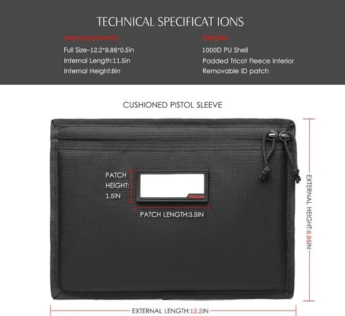 Vista 5 de Paquete de 3 fundas para pistola, funda suave para pistola táctica, bolsa de almacenamiento para caza, campo de tiro, deportes, 4 parches