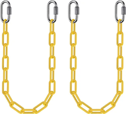 Vista 25 de 2 cadenas colgantes resistentes de 20 pulgadas con ganchos, cadena de extensión de columpio, color negro