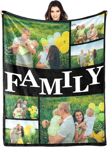 Vista 10 de Manta personalizada con fotos, manta personalizada con fotos para parejas, papá, mamá, niños, perros, amigos, cumpleaños, boda, Navidad, Año Nuevo
