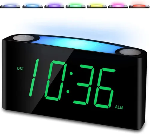 Vista 12 de PPLEE Reloj despertador súper fuerte para personas que duermen profundamente, con discapacidad auditiva o sordos, reloj despertador vibratorio