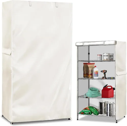 Vista 11 de Cubierta de Estante de Almacenamiento, Para Exteriores Extra Resistente 600D 30''An x 14''Pr x 62''Al, Cubiertas de Estante Impermeables y a Prueba