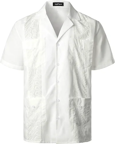 Vista 20 de VATPAVE - Camisas de manga corta con botones estilo guayabera cubana para hombre