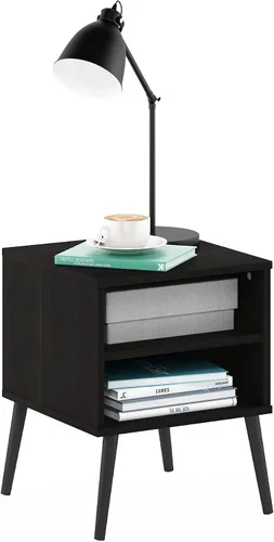 Vista 8 de Furinno Claude - Mesa de centro estilo mediados de siglo con patas de madera, color espresso grande sin elevación