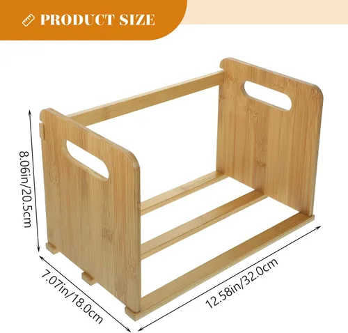 Vista 3 de LIFKOME Estantería de discos para libros, soporte de almacenamiento de libros, estantería de madera de mesa, álbumes de discos de vinilo