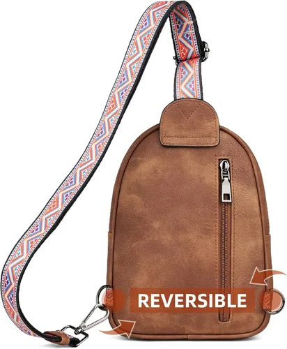 Vista 7 de FADEON Bolso bandolera de diseñador para mujer, bolso cruzado de piel sintética, paquetes de múltiples bolsillos con ranura para tarjetas, Z-marrón