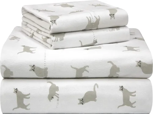 Vista 11 de Juego de sábanas Pointehaven, con estampado, de franela 100% algodón, con tacto aterciopelado de 180 g/m², tamaño individual, con diseño de Conejitos