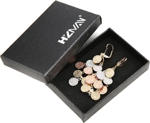 Vista 7 de HZMAN Aretes colgantes chapados en oro de 14 quilates para mujeres y niñas, retro, religiosos, delicados, con borlas multicapa, regalo de joyería
