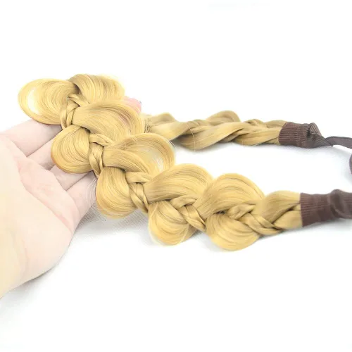 Vista 12 de Diadema clásica de cabello sintético trenzado de 5 hebras, trenzas gruesas y anchas, extensión de cabello con elástico para mujeres y niñas