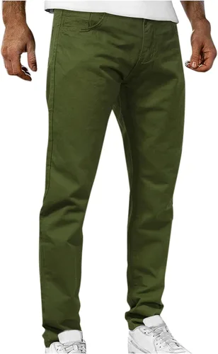 Vista 3 de FIN86 Pantalones cargo sueltos funcionales, pantalones de mezclilla casuales de cintura media para hombre, pantalones de mezclilla con cremallera