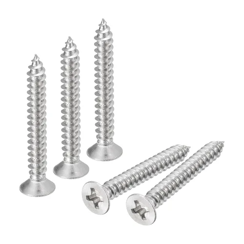 Vista 15 de uxcell Tornillos de chapa metálica de cabeza plana #6x1, 50 tornillos de madera Phillips Drive Tornillos de acero inoxidable 304 Autoperforantes