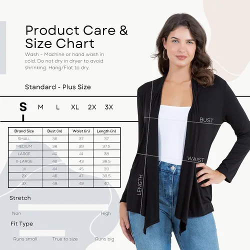 Vista 2 de Azules 3-Pack Women's Long Sleeve Open Front Cardigan - Lightweight Rayon Sweater, Soft Flowy Layer for Casual