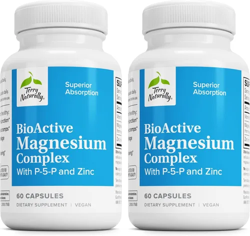 Vista 8 de Terry Naturally P-5-P/MAG - 60 cápsulas veganas - Vitamina B6 (piridoxal-5-fosfato), suplemento de zinc y magnesio, apoya la salud del corazón, sin