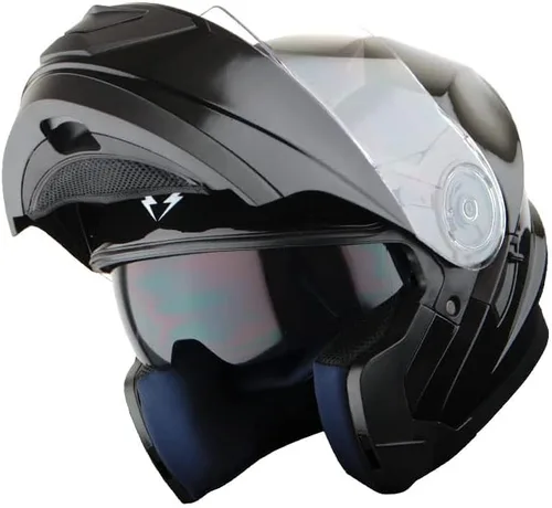 Vista 20 de 1Storm Nuevo Casco Modular de Motocicleta con Visera Dual Cara Completa y Luz Trasera LED Recargable: Modular901 Fibra de Carbon Negro
