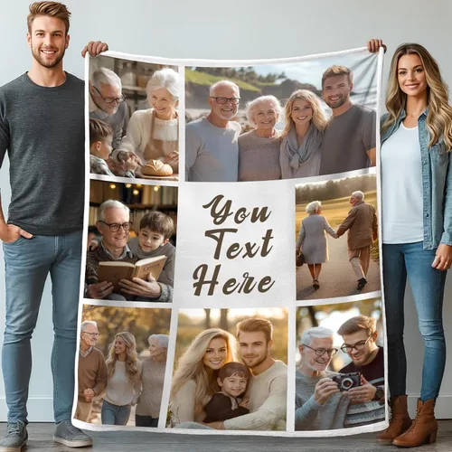 Vista 19 de Mantas personalizadas con 1 foto y texto impreso en Estados Unidos Manta personalizada con imagen de 30 x 40 pulgadas Mantas personalizadas