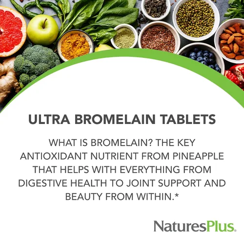 Vista 3 de NaturesPlus Ultra Bromelina - 60 tabletas - 1500 mg de bromelina de piña - proporciona apoyo articular y promueve la salud digestiva - 60 porciones
