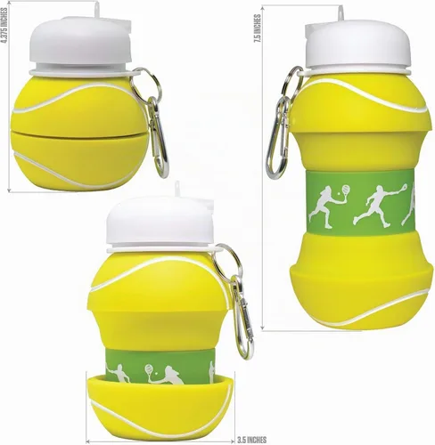 Vista 2 de Maccabi Art Clip-On - Botella de agua plegable de silicona sin BPA para niños, 18 onzas