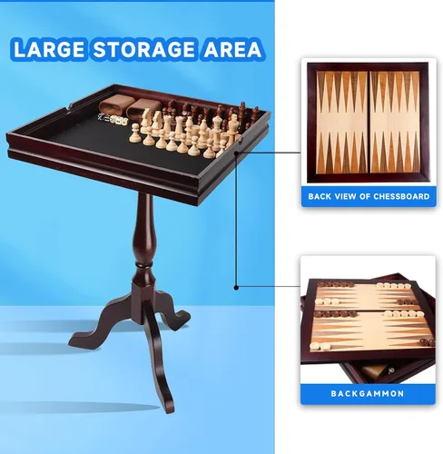 Vista 4 de GSE Juego de mesa de juego de backgammon de madera 3 en 1 con piezas de Caoba clásica