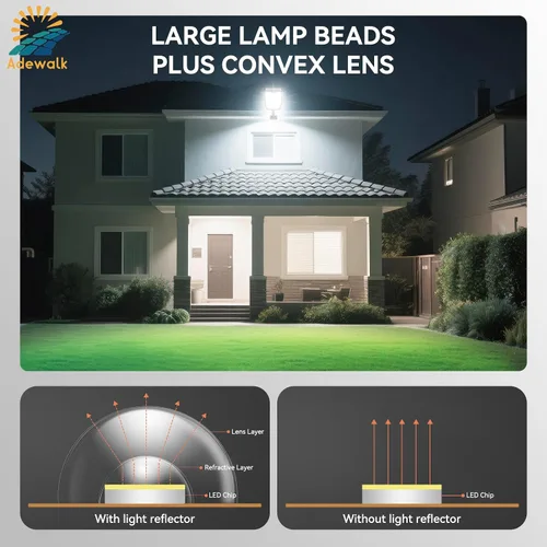 Vista 12 de Adewalk Luces solares de 5000 W para exteriores, luces solares LED de 7000 K para exteriores con sensor de movimiento y control remoto, IP66