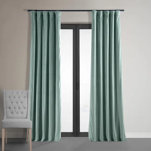 Vista 54 de HPD Half Price Drapes Cortinas Opacas Térmicas de Terciopelo Signature para Sala de Estar de 63 Pulgadas de Largo (1 Panel) con Bolsillo para Barra