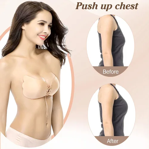 Vista 2 de Sticky Bra, Backless Strapless Bra Push Up, Adhesive Invisible Lift Up Bras 2 Pairs