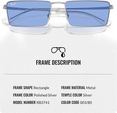 Vista 3 de Ray-Ban RB3741 EMY BIO-BASED - Gafas de sol rectangulares para hombres y mujeres con kit oficial de gafas RAYBAN