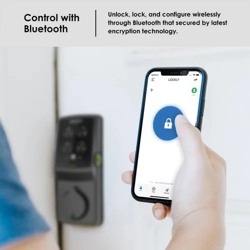 Vista 5 de Lockly Secure Plus - Cerradura de puerta inteligente, entrada sin llave con huella digital y tarjeta RFID, teclado PIN Genie, control