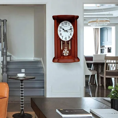Vista 4 de Reloj de péndulo, relojes de repisa vintage, funciona con pilas, para sala de estar, oficina, hogar, reloj de chimenea con campanilla Westminster