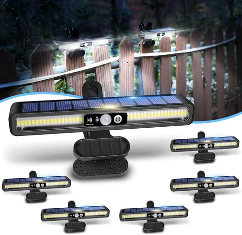 Vista 14 de Luces solares de movimiento con clip para exteriores, impermeables, paquete de 2 luces con sensor de movimiento para exteriores con 36 LED, 3000 K
