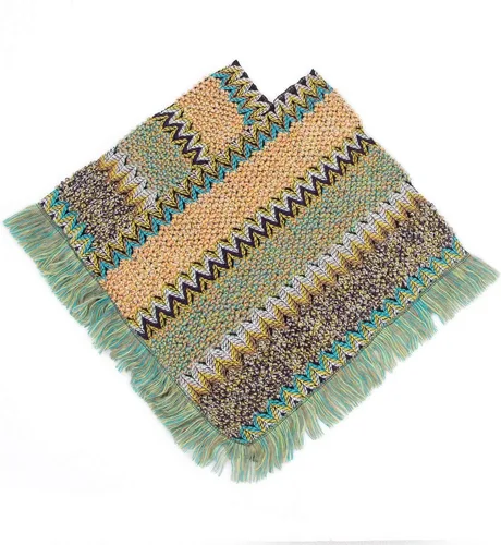 Vista 8 de Bufanda cálida de invierno étnica retro gruesa estilo señoras, capa de chal, sassel, bufanda de color a rayas