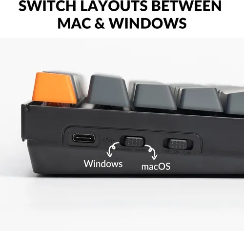 Vista 5 de Keychron Teclado mecánico inalámbrico K8, diseño sin llave, 87 teclas, multitarea, Bluetooth/con cable RGB retroiluminado con interruptor azul