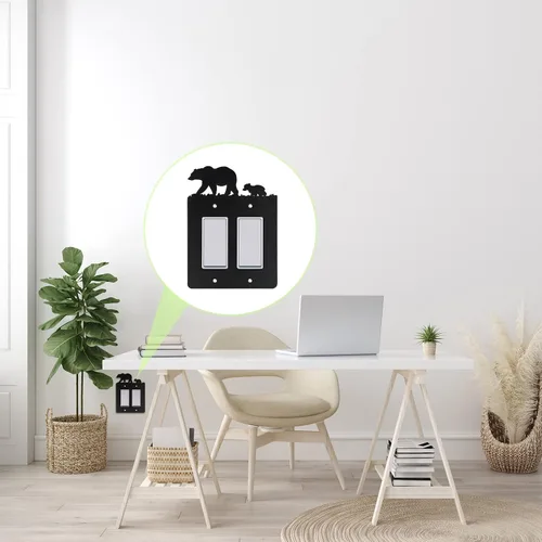 Vista 5 de Lothee 6 piezas de placa de metal para interruptor de luz de oso, alce, árbol, montaña, alce, bosque, placa de salida, cubierta de pared