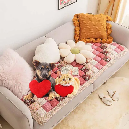 Vista 9 de Funda para sofá, funda protectora de algodón Garden Chic para sofá, funda de sofá elegante para propietarios de mascotas